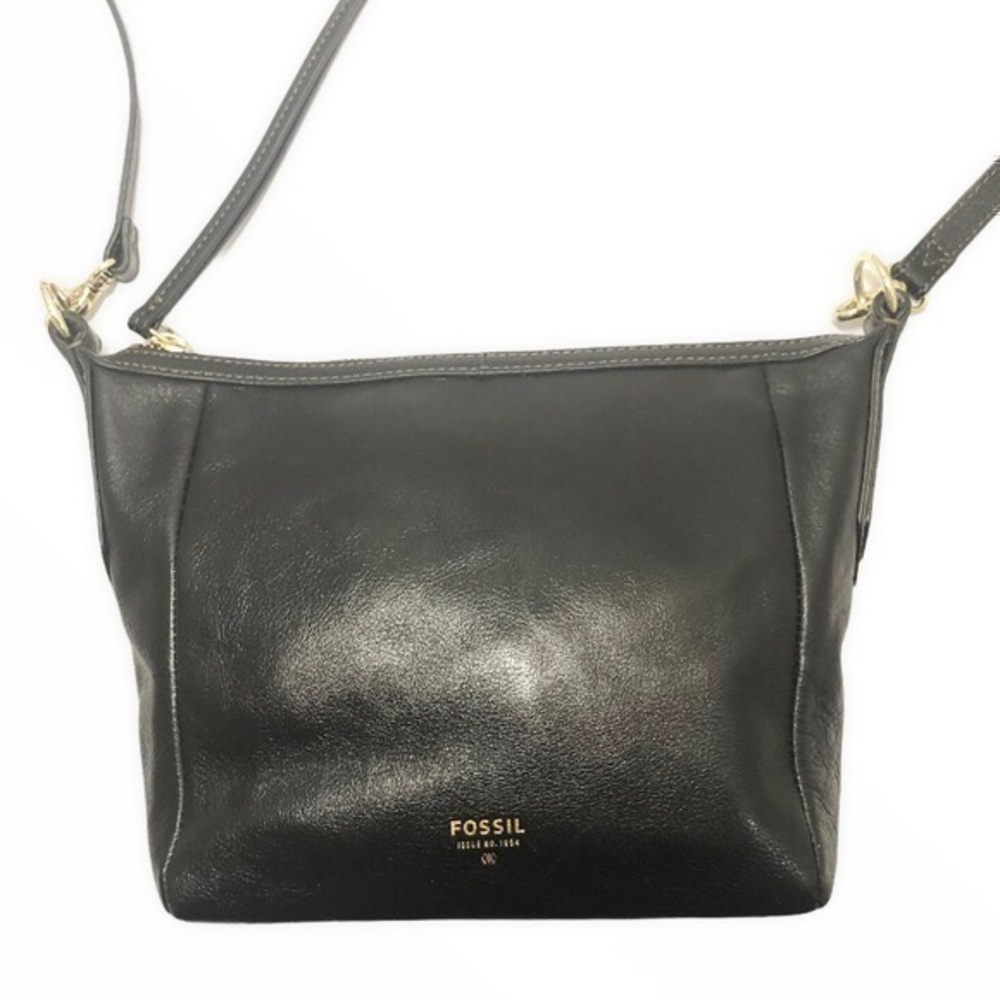 Fossil black leather crossbody bag